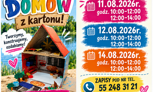 Zdjęcie do Kartonowe domy rosną nad jeziorkiem! Zapraszamy na kolejne wakacyjne zajęcia