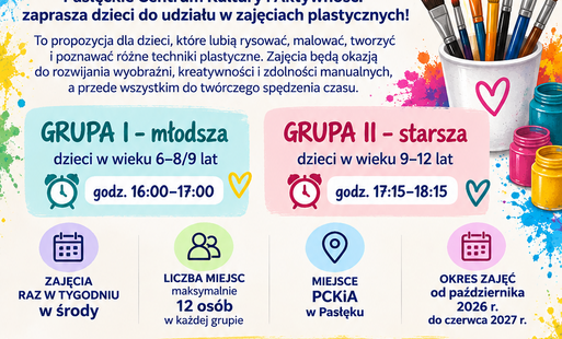 Zdjęcie do Do 30 września 2026 r. nab&oacute;r na zajęcia plastyczne w PCKiA